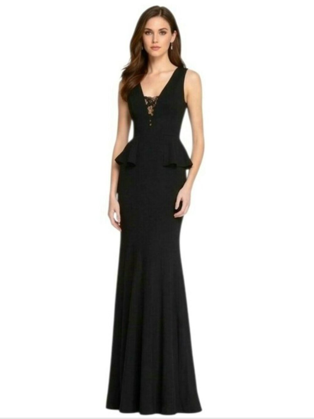 BCBGMaxAzria Black Silvia Sleeveless Peplum Evening Dress